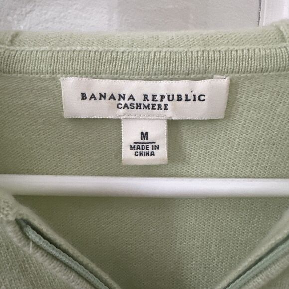 Banana Republic Cashmere Zip Hooded Sweater Lime Mint Green Women's Medium - Picture 5 of 9